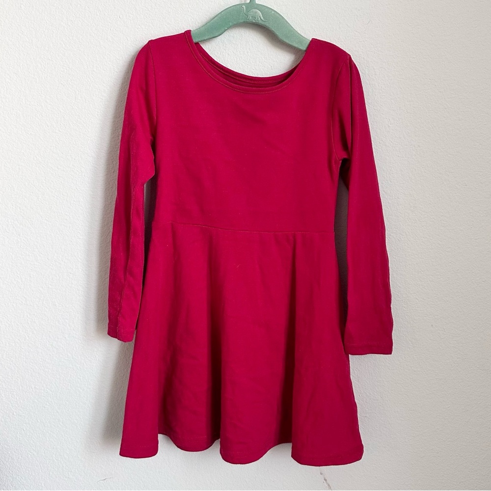 Girls' Long Sleeve Red Dress w/ Heart Cutout